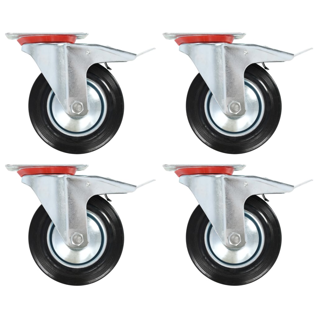 Rodas giratórias com travões duplos 4 pcs 160 mm