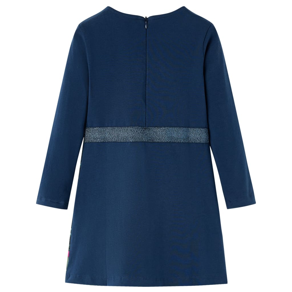 Vestido de manga comprida para criança azul-marinho 116