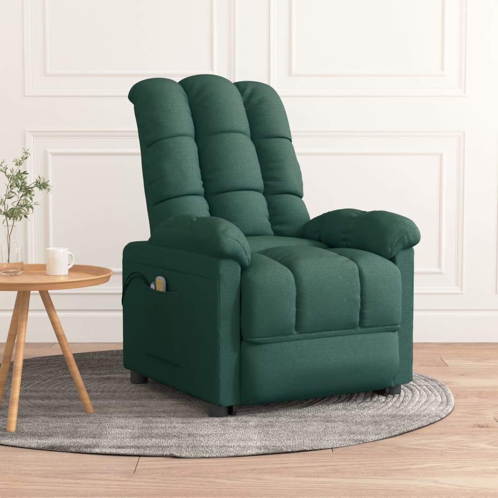 Poltrona de massagens elétrica tecido verde-escuro