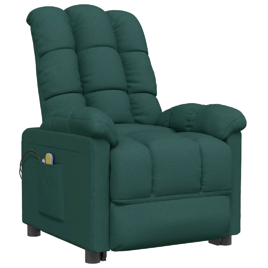 Poltrona de massagens elétrica tecido verde-escuro