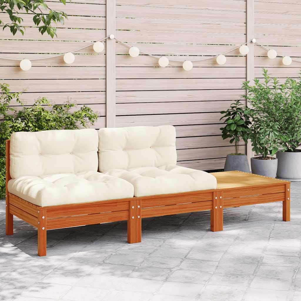 Sofá de 2 lugares para jardim c/ almofadões e apoio de pés