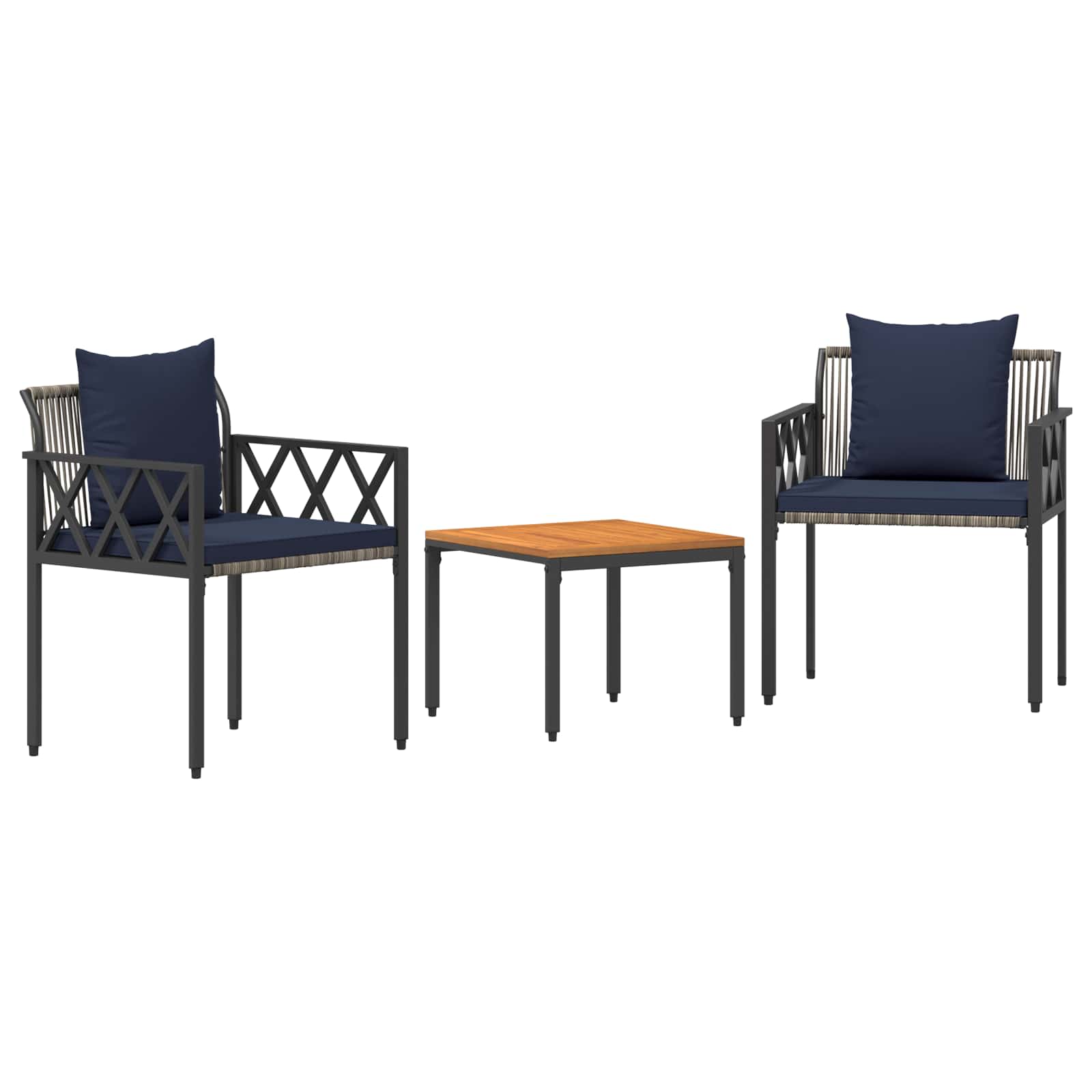 Conjunto de móveis para exterior 3 unid. cinza e azul marinho