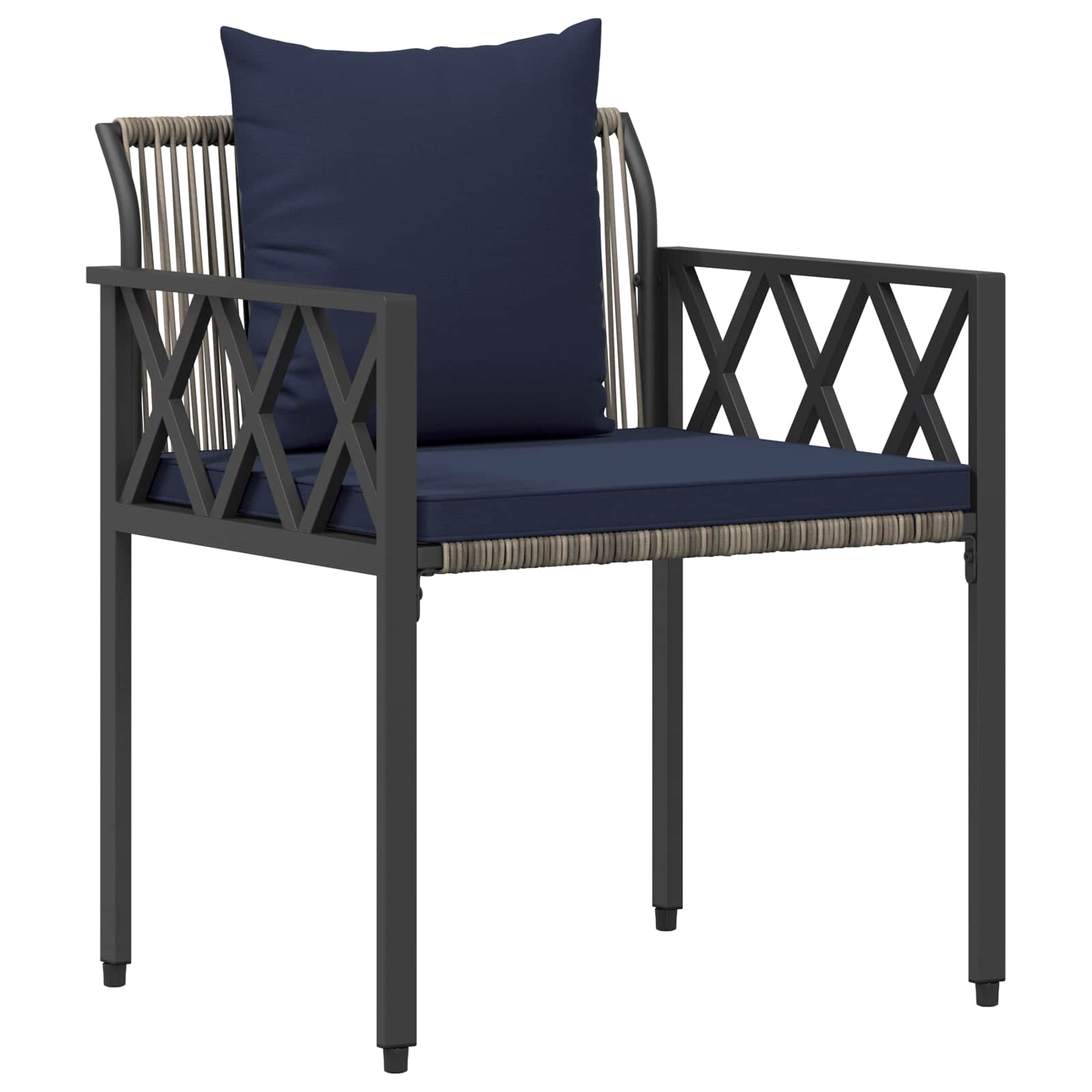 Conjunto de móveis para exterior 3 unid. cinza e azul marinho