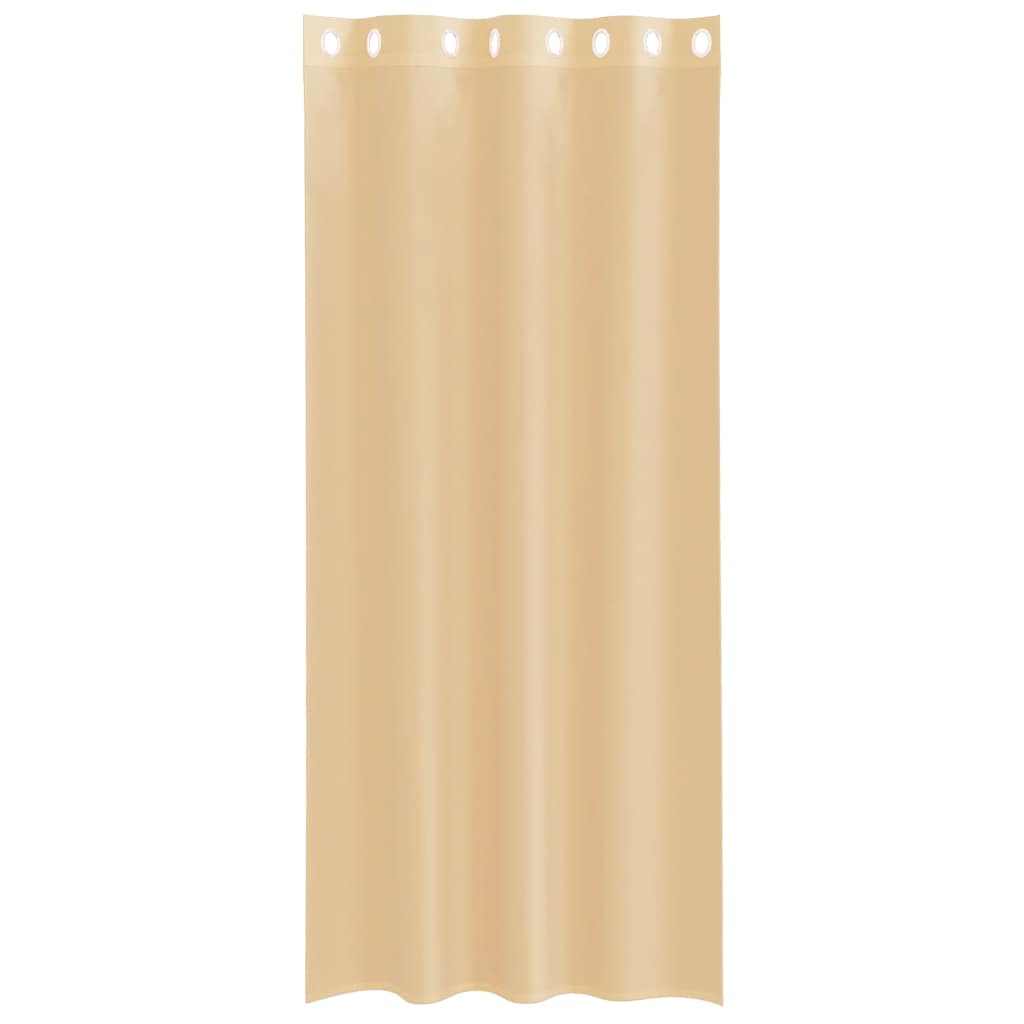 Cortinas de voile com ilhós 2 pcs areia