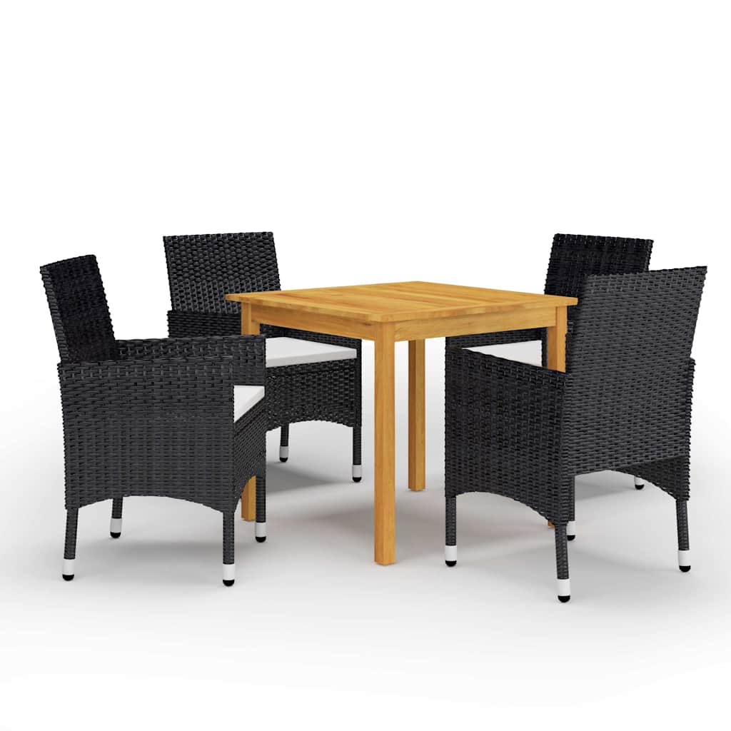 5 Pcs conjunto de jantar para jardim preto