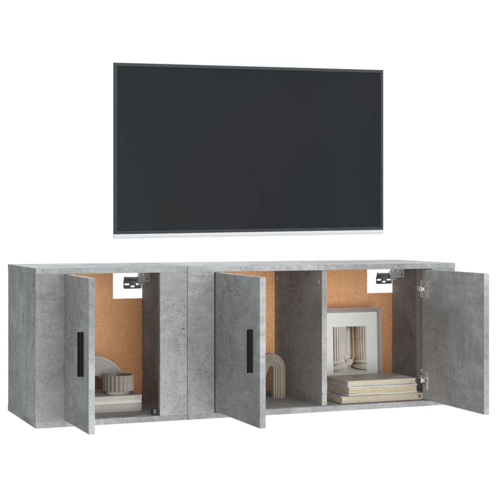 2 Pcs conjunto móveis de TV derivados de madeira cinza cimento