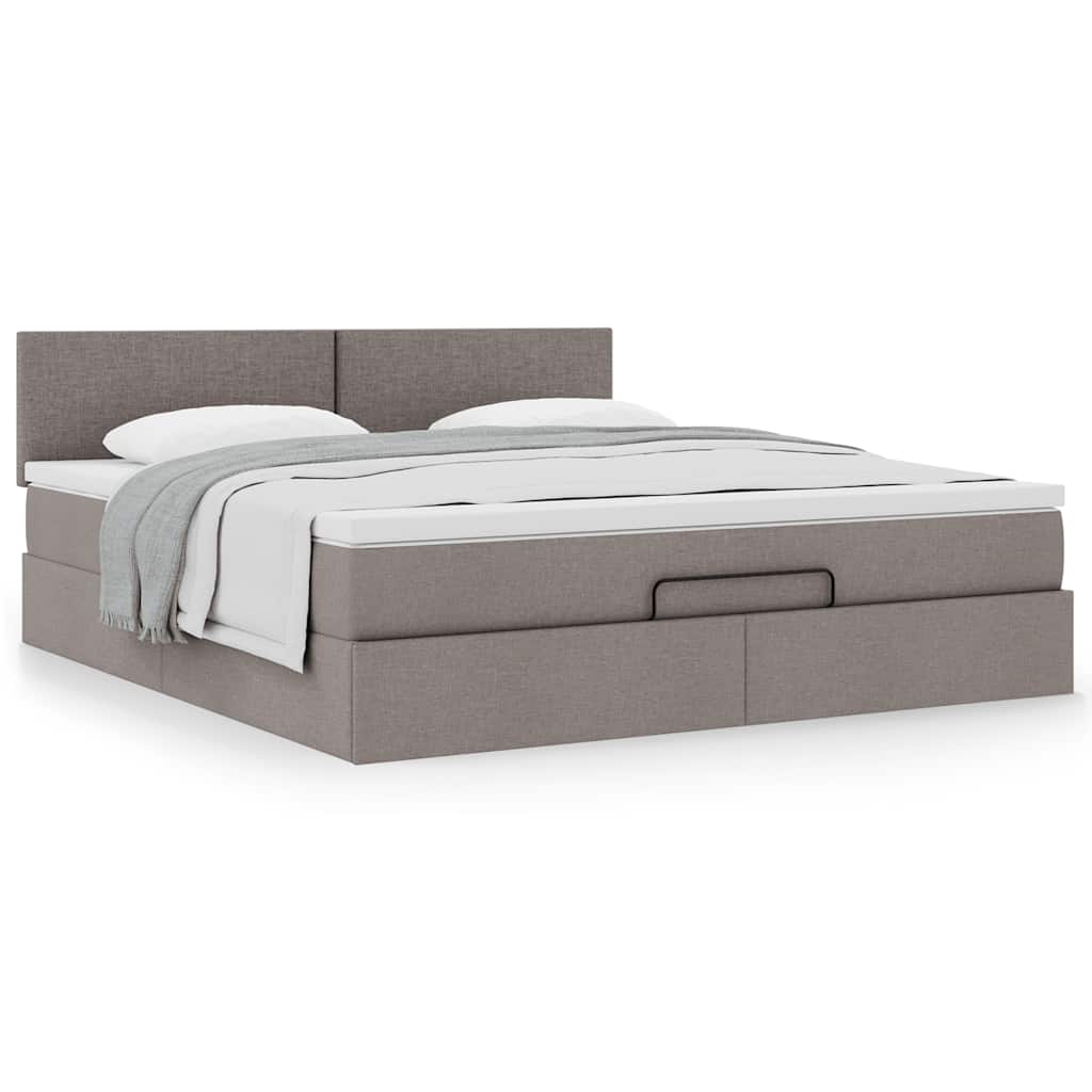 Moldura de cama otomana com tecido taupe 180x200cm