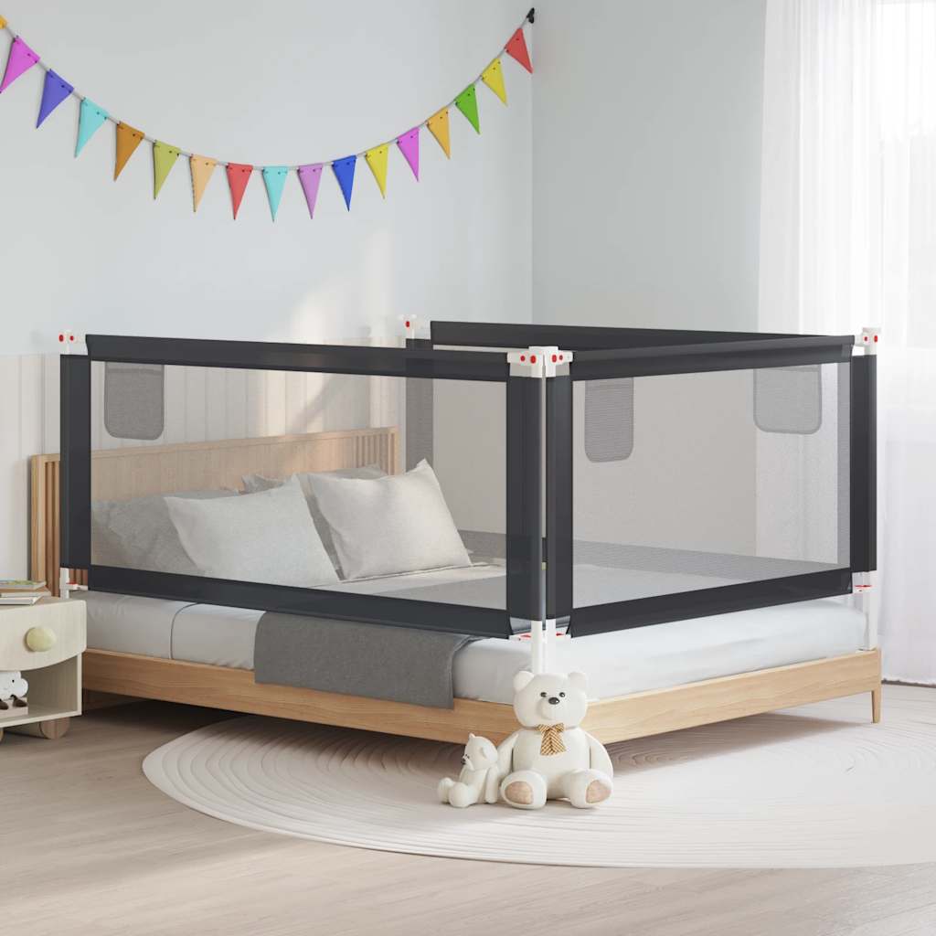 Barra segurança p/ cama infantil tecido 190x25 cm cinza-escuro