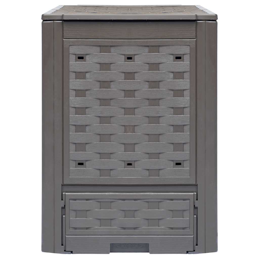 Compostores jardim 2pcs 60x60x83cm 600l plástico vime castanho