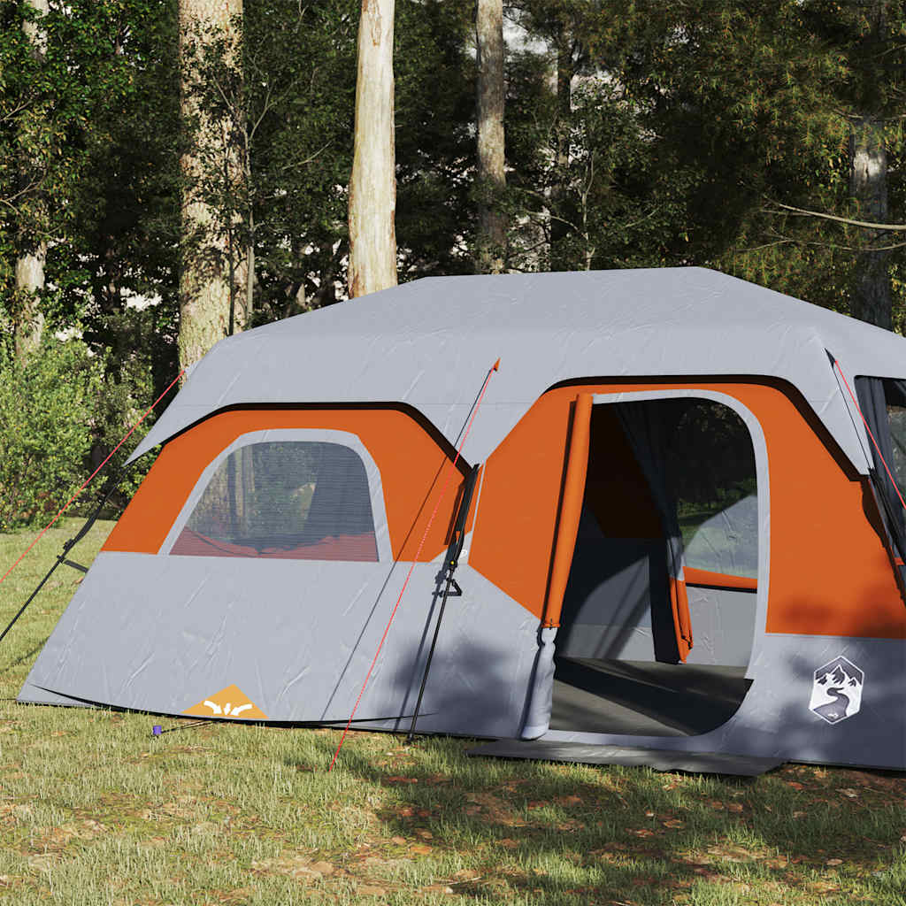 Tenda familiar 9 p. libertação rápida impermeável cinza/laranja