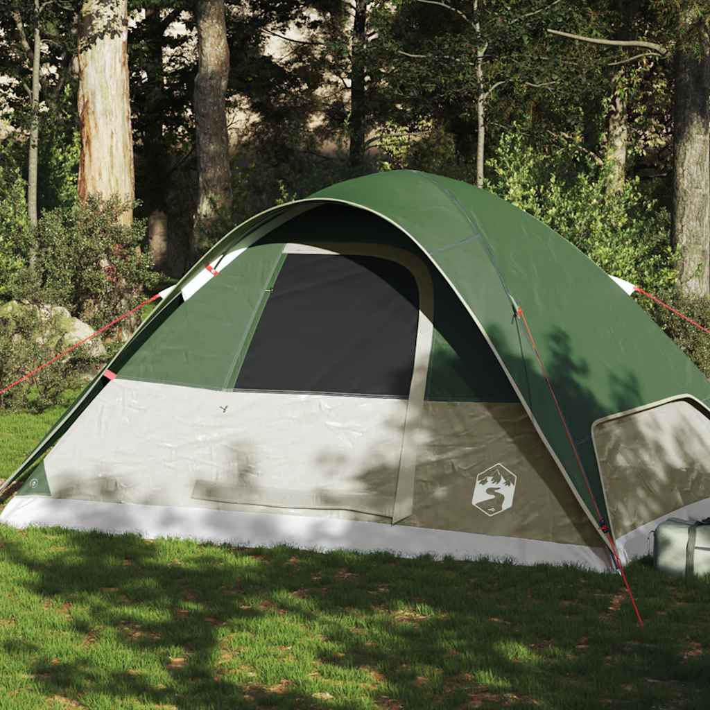 Tenda familiar em cúpula para 6 pessoas impermeável verde