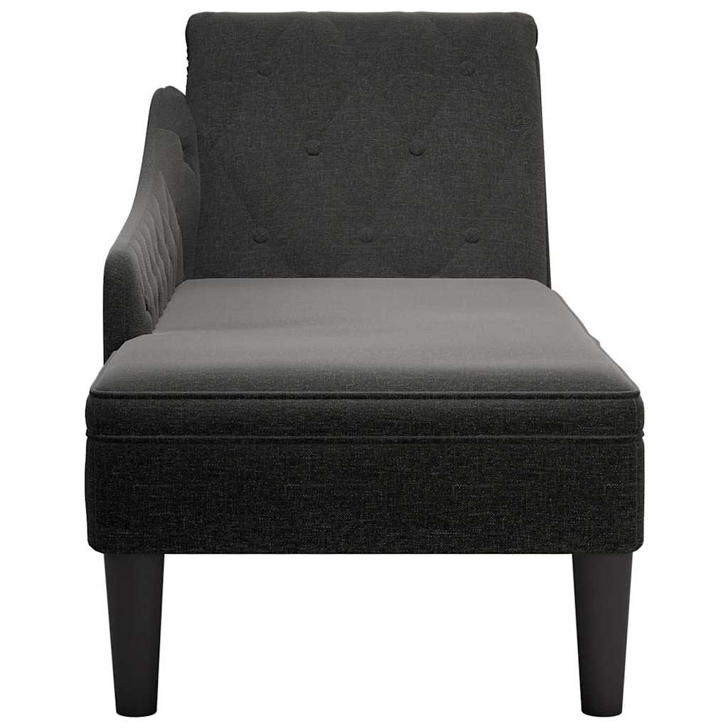 Chaise lounge c/ almofada/apoio de braços direito tecido preto