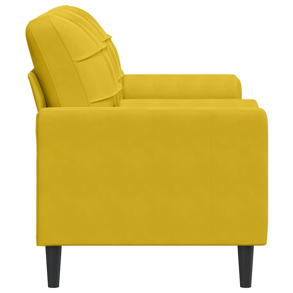 Sofá 2 lugares c/ almofadas decorativas 140 cm veludo amarelo