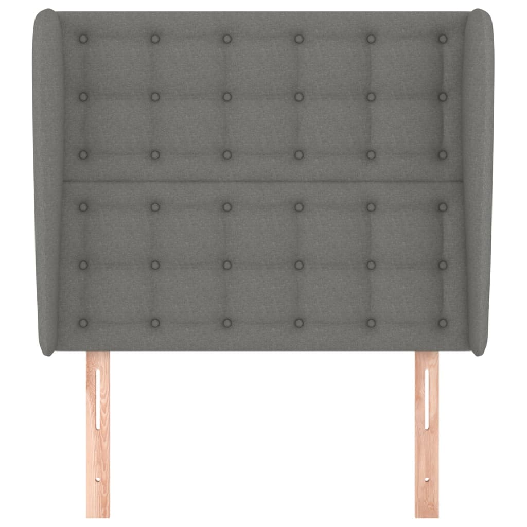 Cabeceira cama c/ abas tecido 83x23x118/128 cm cinzento-escuro