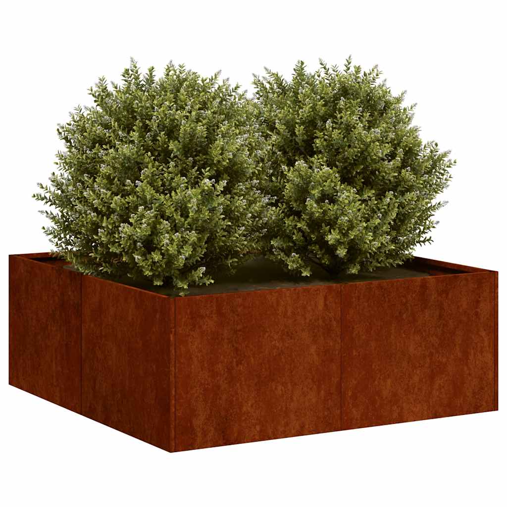 Floreira enferrujada 80x80x30 cm aço resistente