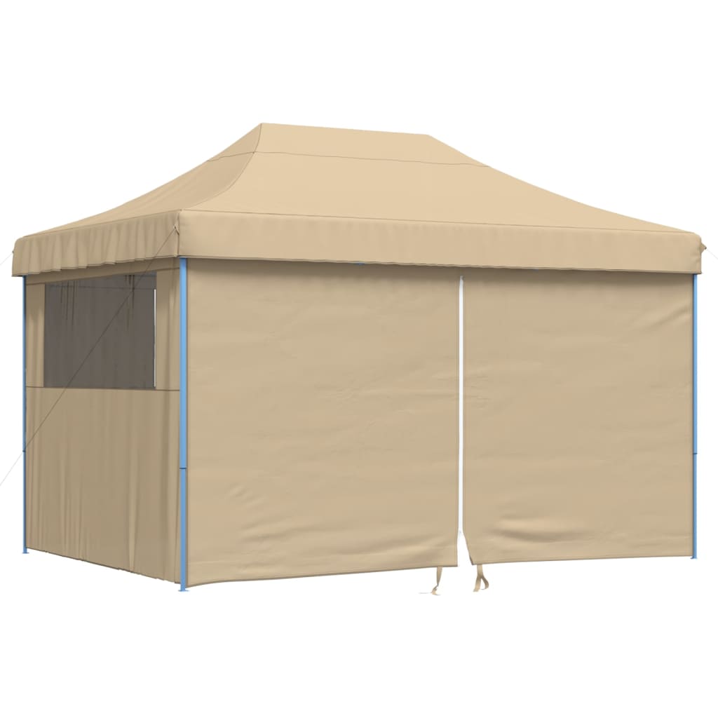Tenda para festas pop-up dobrável com 4 paredes laterais bege