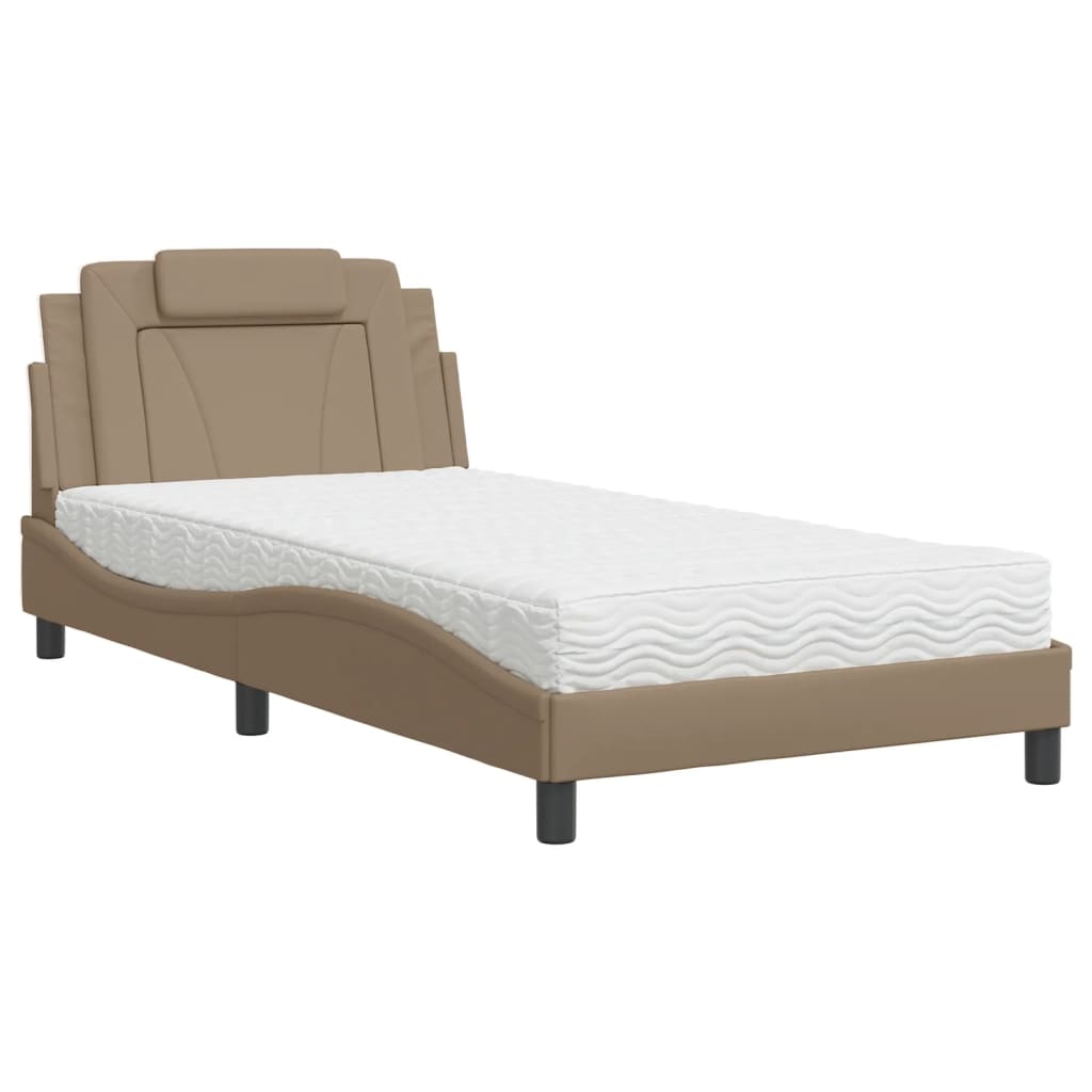 Cama viana com colchão 100x200 cm couro artificial cappuccino