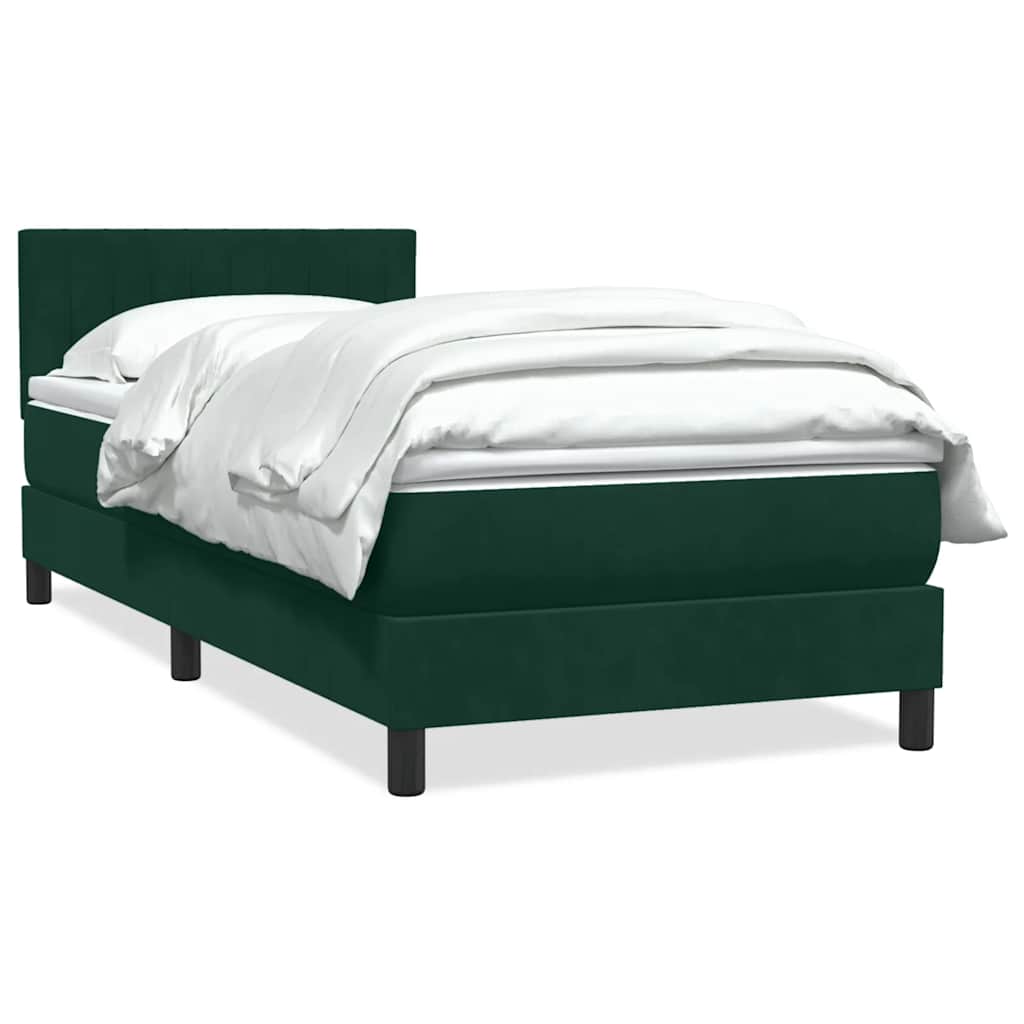Cama com molas/colchão verde-escuro 80x220 cm veludo