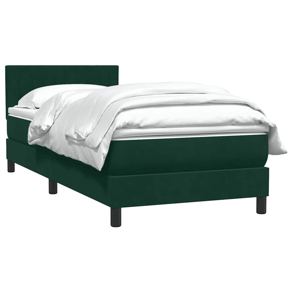 Cama com molas/colchão verde-escuro 80x220 cm veludo