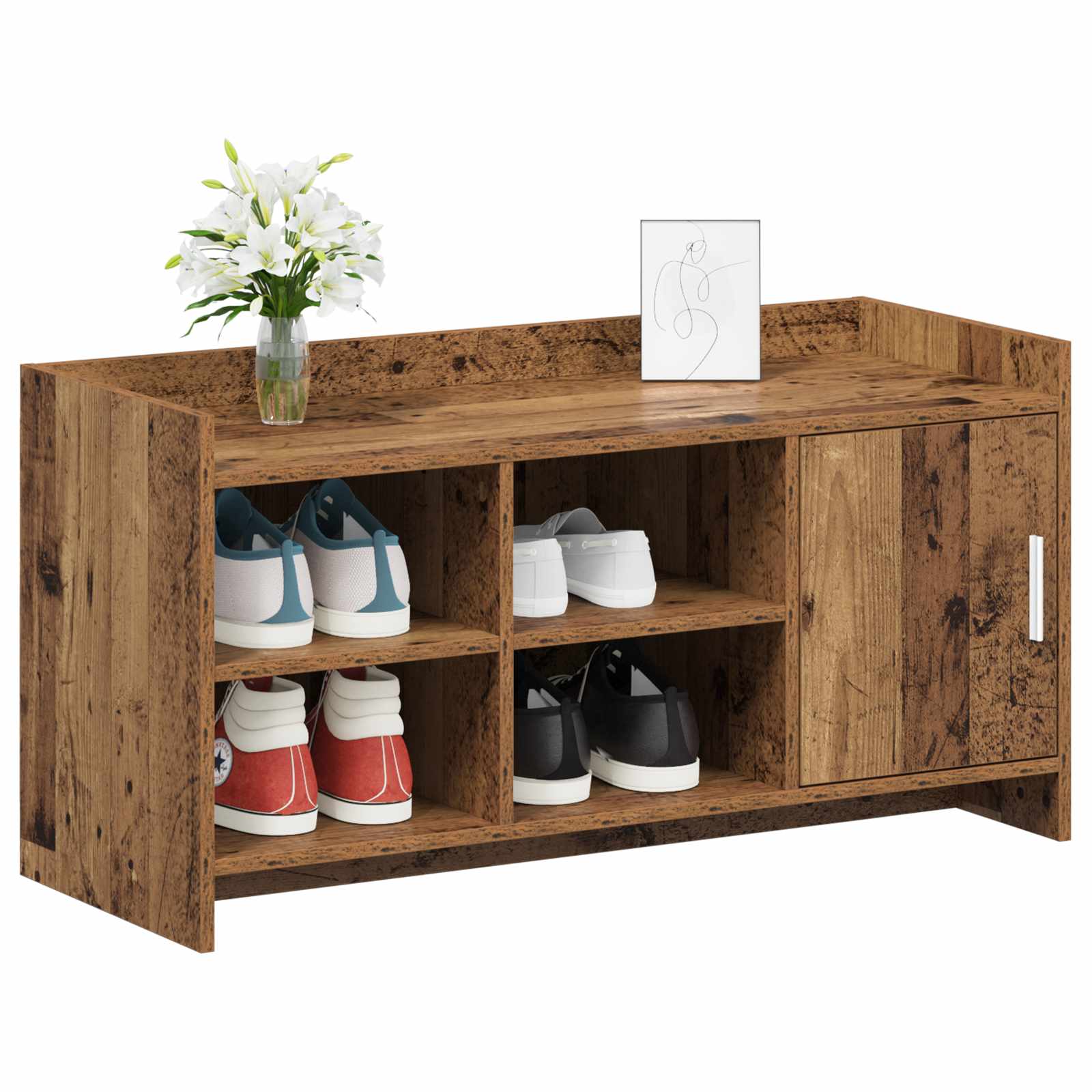 Armário de sapatos com porta madeira antiga 100 x 39,5 x 51 cm