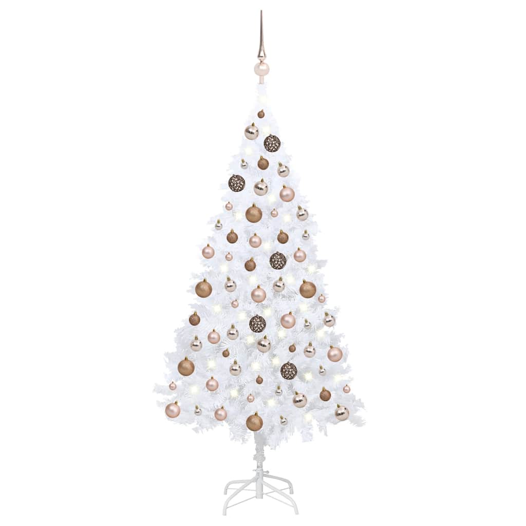 Árvore natal artificial pré-iluminada c/ bolas 150cm PVC branco