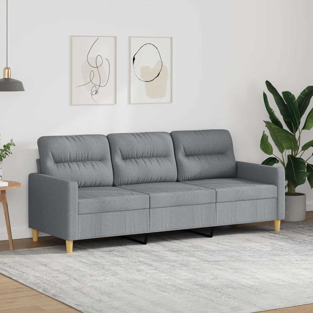 Sofá de 3 lugares 180 cm tecido cinza-claro
