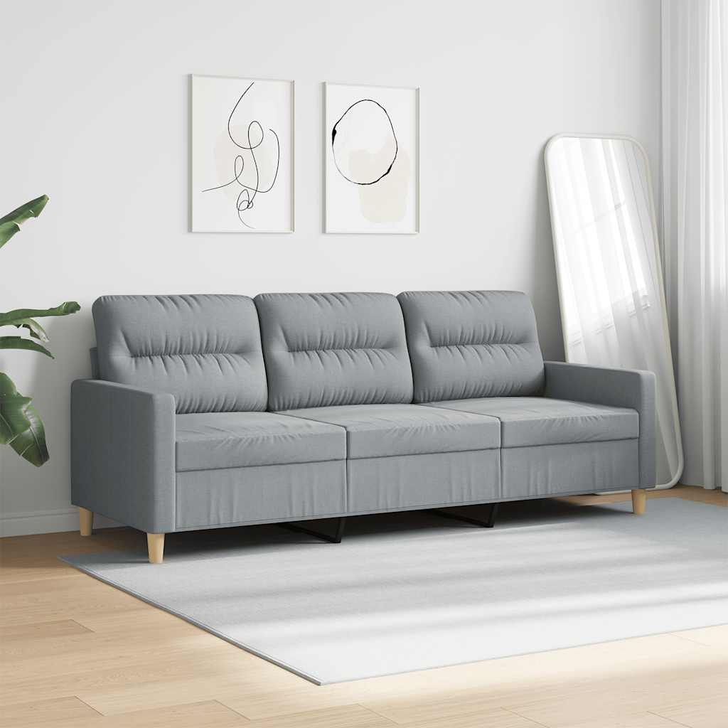 Sofá de 3 lugares 180 cm tecido cinza-claro