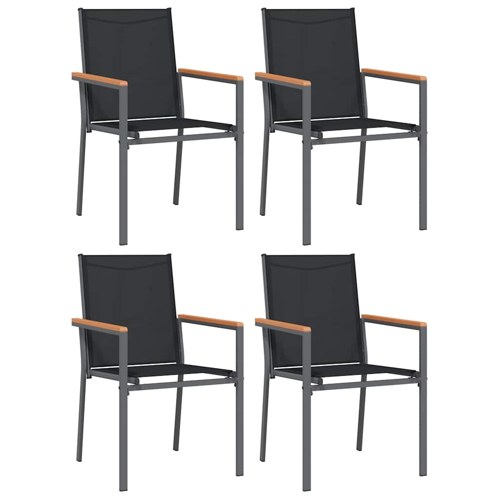 5 Pcs conjunto de jantar para jardim textilene e aço preto