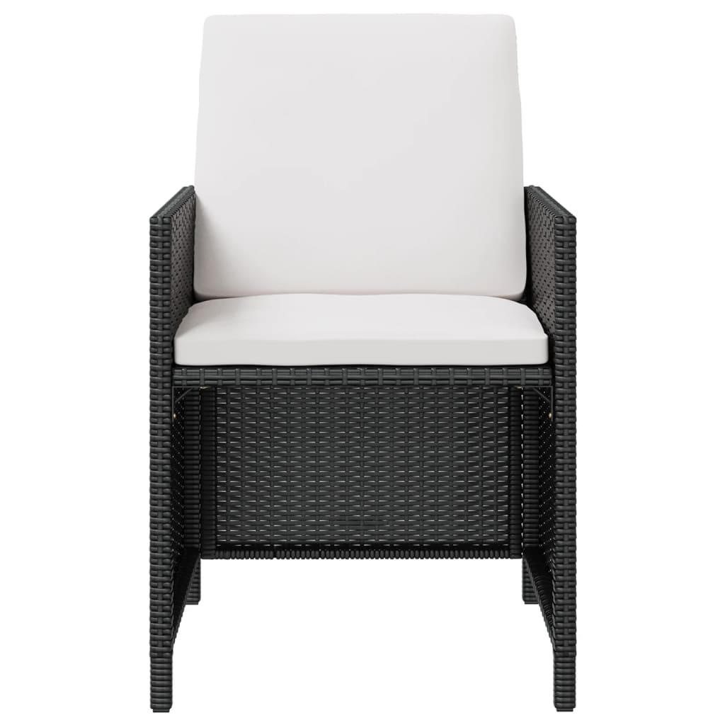 9 Pcs conjunto jantar p/ exterior vime e madeira acácia preto