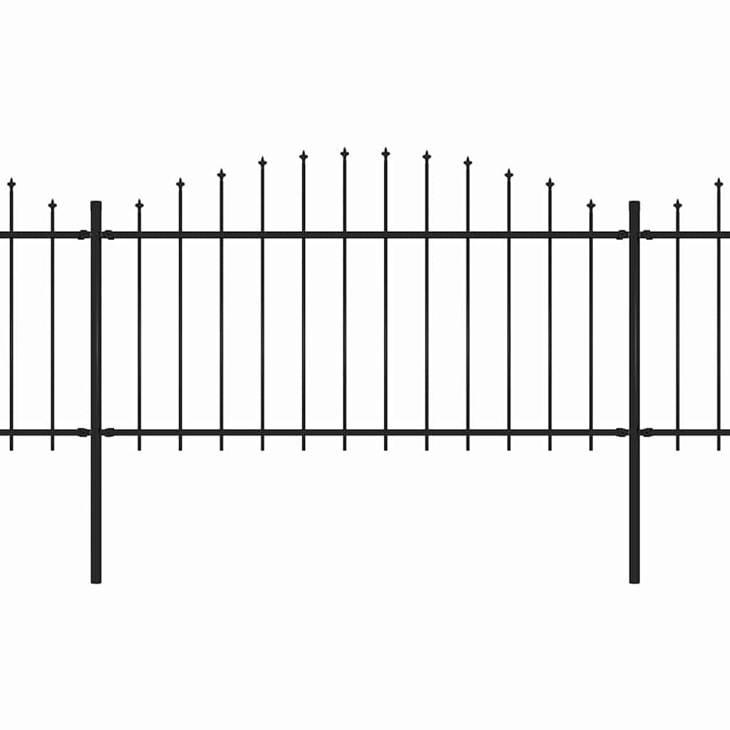 Cerca de jardim com topo em forma de lança em aço 838x150 cm, preta