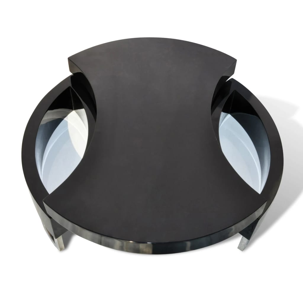 Mesa de centro com forma ajustável em preto brilhante