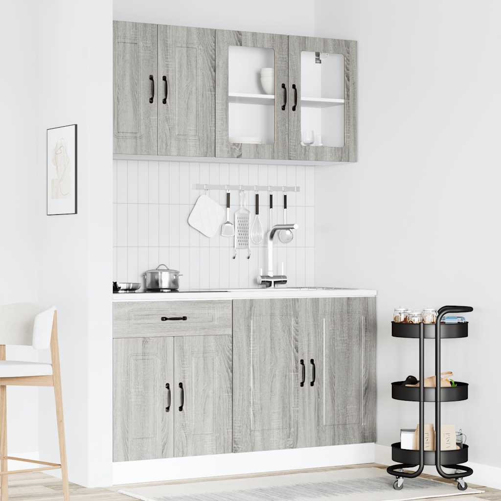 4 Peças armário de cozinha conjunto kalmar cinza sonoma