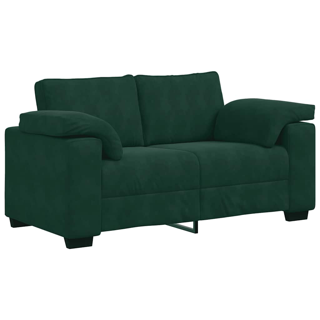Conjunto de sofá de 2 peças com almofadas em veludo verde escuro