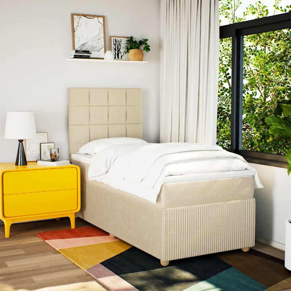 Cama com molas/colchão 100x200 cm tecido cor creme