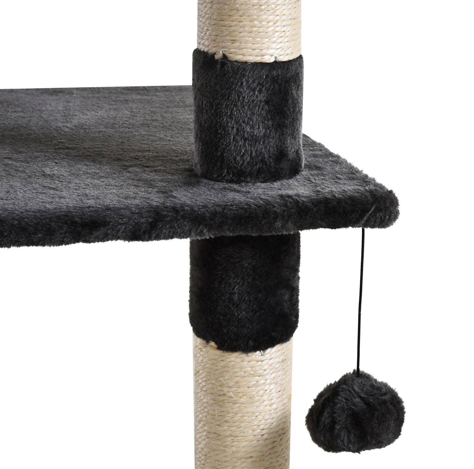 Árvore arranhador para gatos com altura ajustável plataformas múltiplas caverna cestas e escadas em sisal natural e pelúcia 60x45x240-260 cm cinza escuro