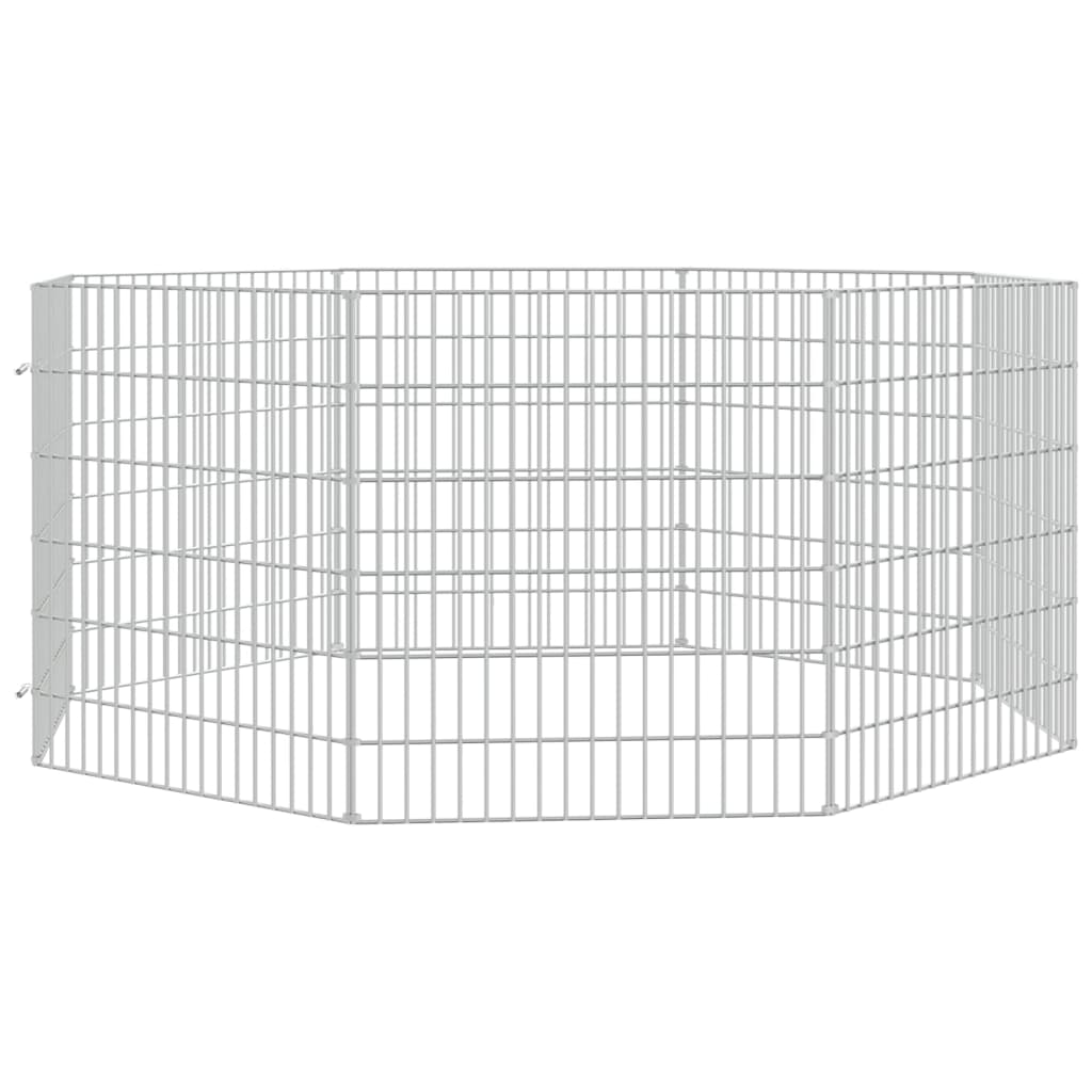 Recinto exterior p/ animais 8 painéis 54x60cm ferro galvanizado