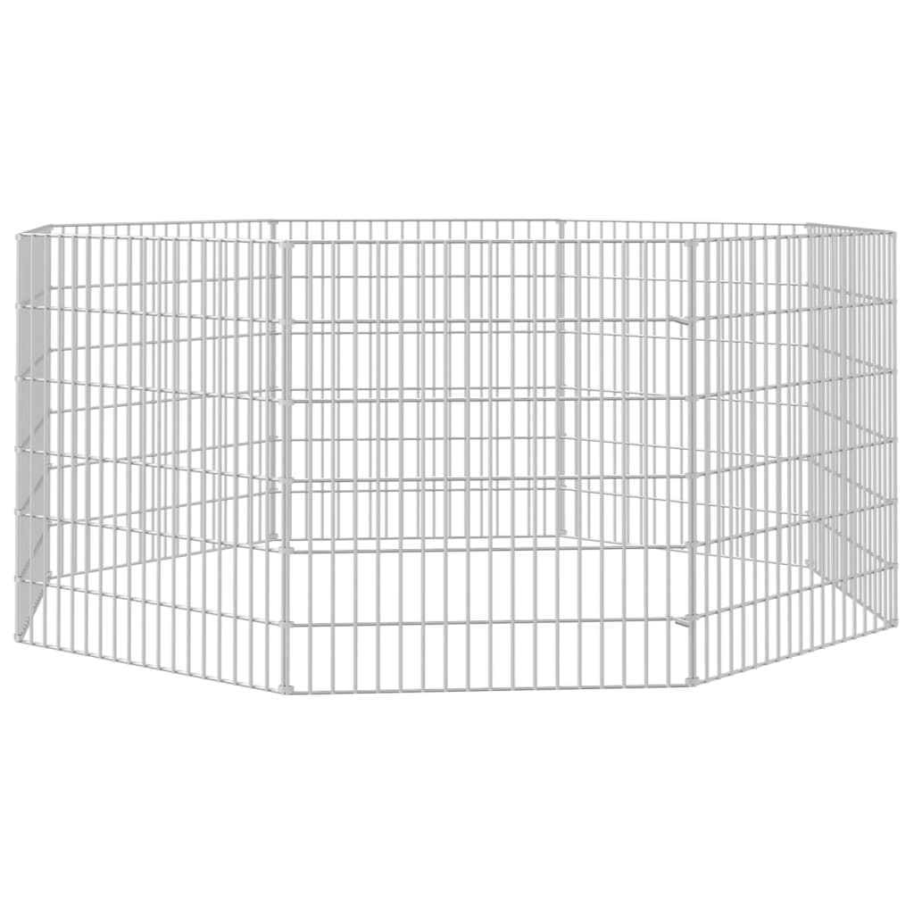 Recinto exterior p/ animais 8 painéis 54x60cm ferro galvanizado