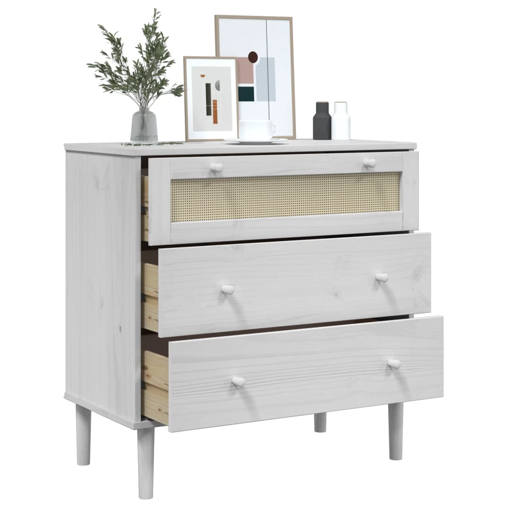 Armário de gavetas senja 80x40x80 cm pinho maciço branco
