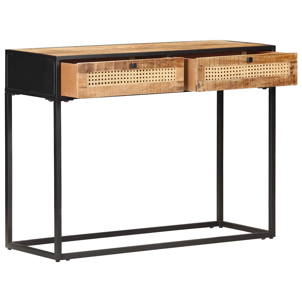 Mesa consola 100x35x75 cm mangueira áspera e palha natural