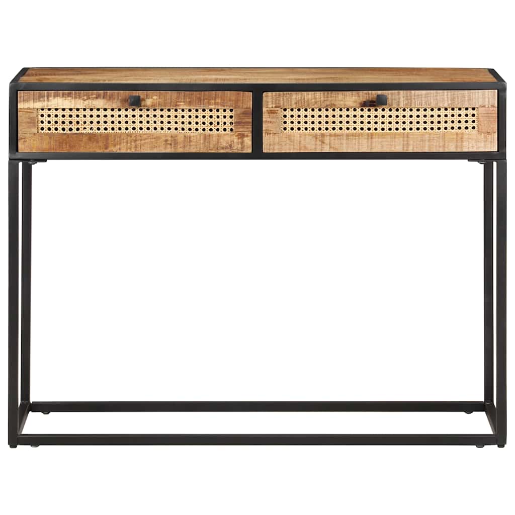Mesa consola 100x35x75 cm mangueira áspera e palha natural