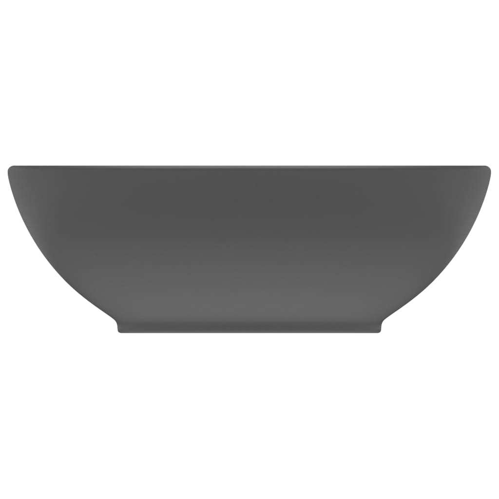 Lavatório luxuoso oval 40x33cm cerâmica cinzento-escuro mate