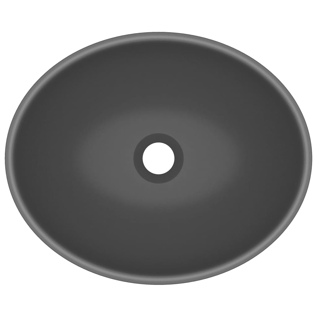 Lavatório luxuoso oval 40x33cm cerâmica cinzento-escuro mate