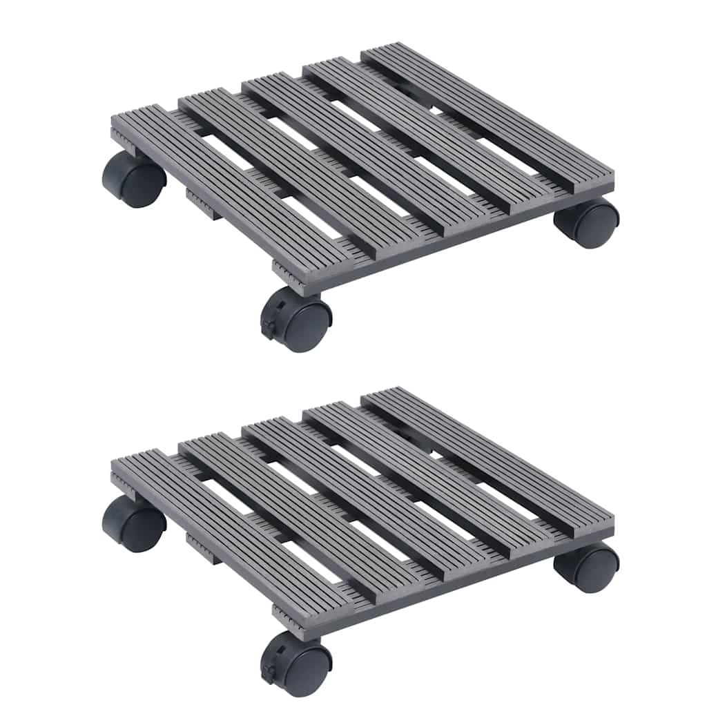 Suportes com rodas para vasos 2 pcs 30x30x7,5 cm wpc cinzento