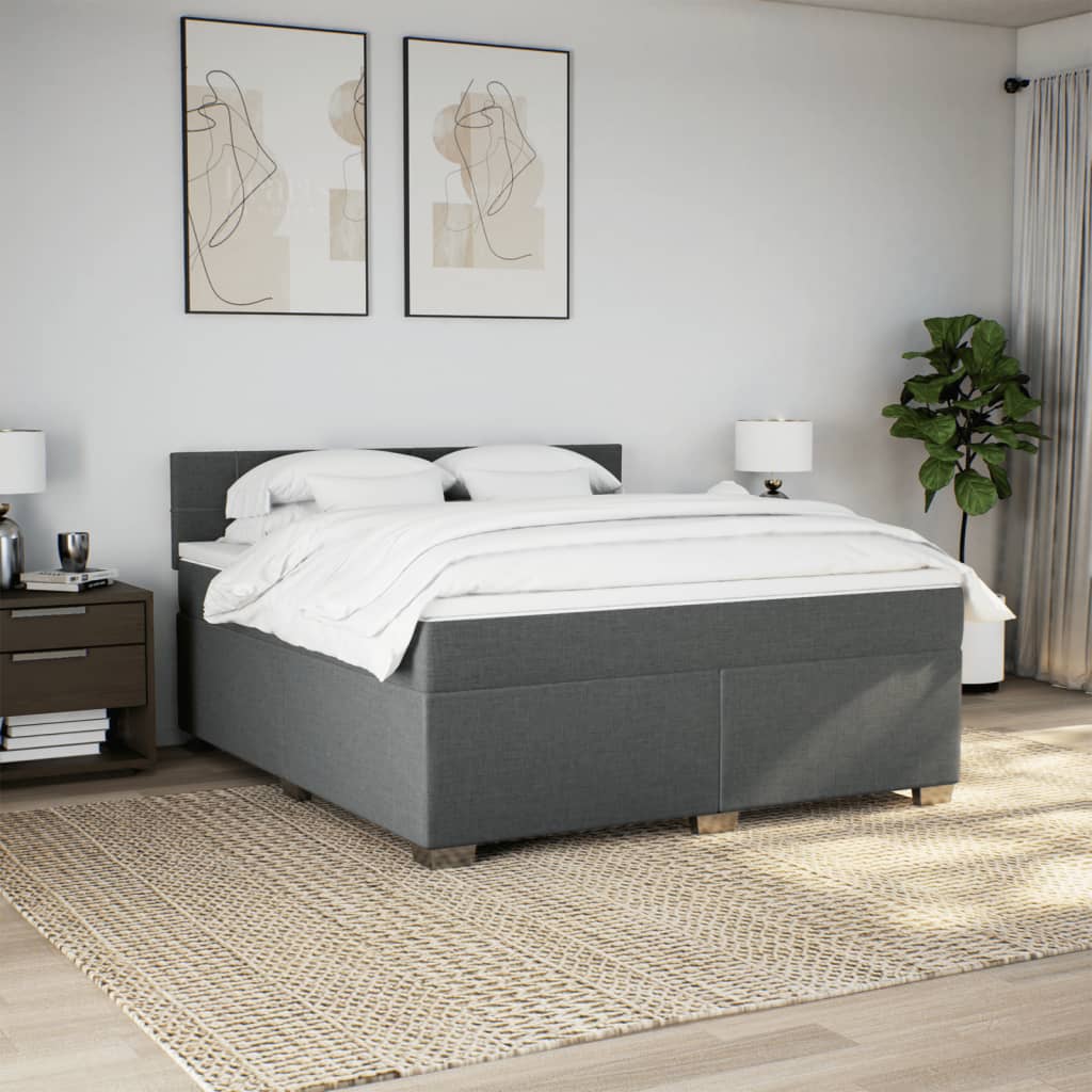 Cama com molas/colchão 180x200 cm tecido cinzento-escuro