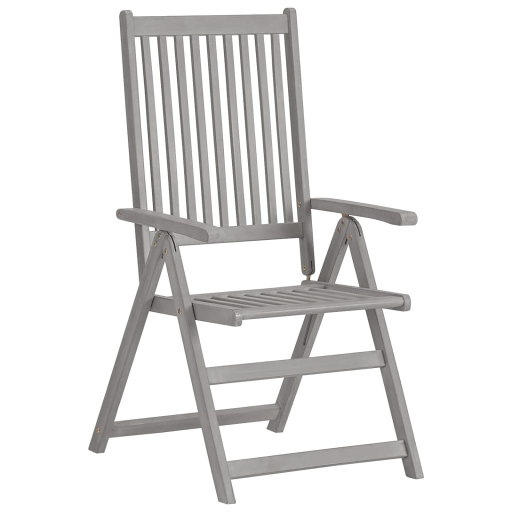 Cadeiras jardim reclináveis c/ almofadões 8 pcs acácia cinzento