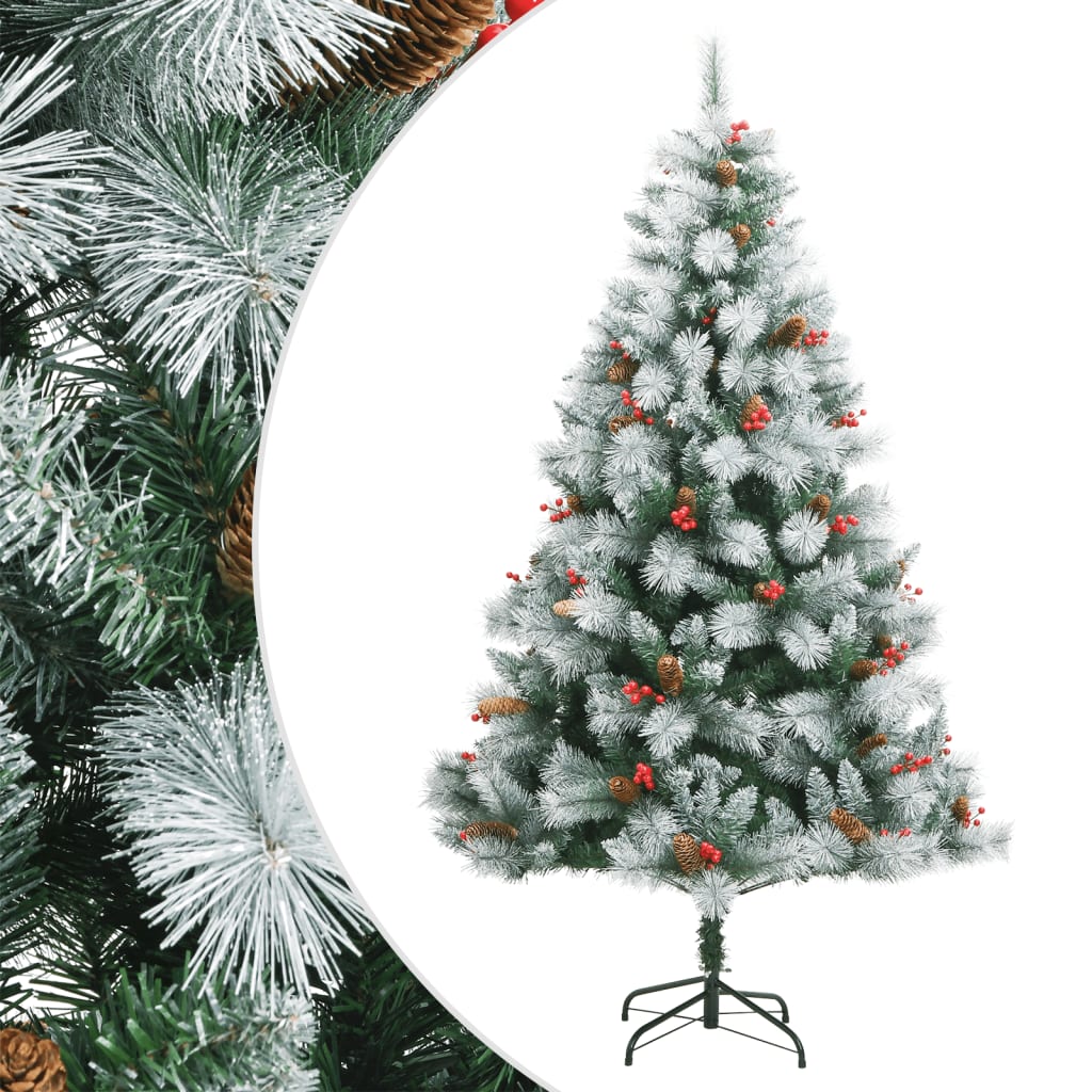 Árvore de natal artificial articulada c/ pinhas e bagas 210 cm