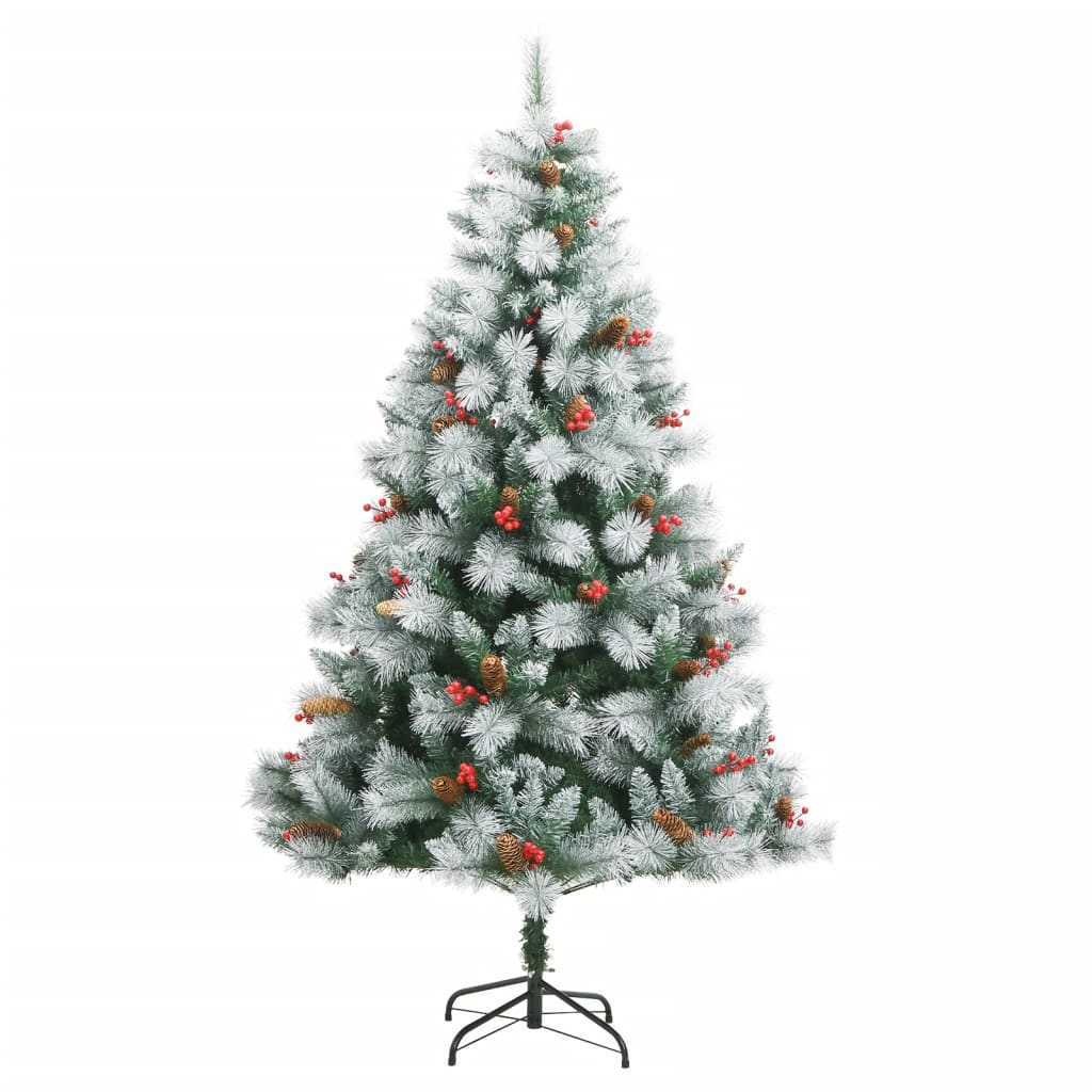 Árvore de natal artificial articulada c/ pinhas e bagas 210 cm