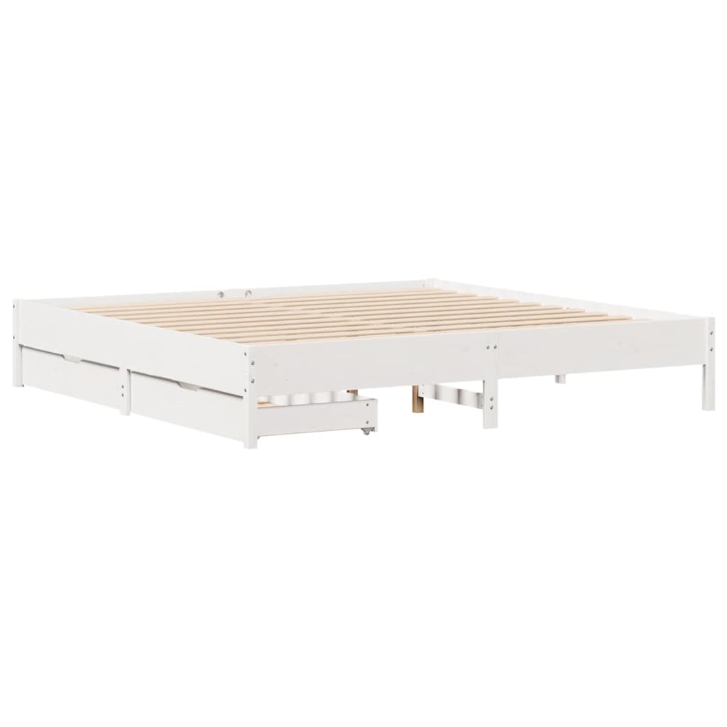 Cama sem colchão 200x200 cm madeira de pinho maciça branco