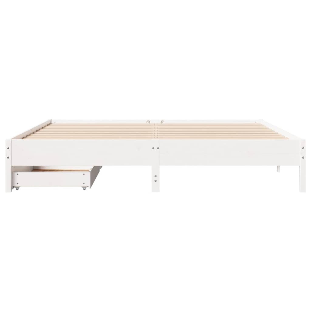 Cama sem colchão 200x200 cm madeira de pinho maciça branco