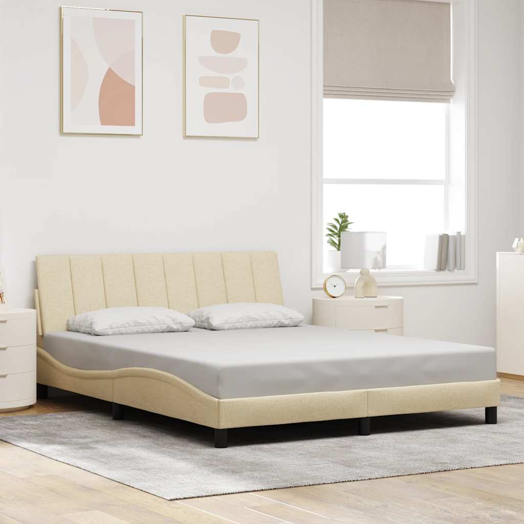 Estrutura de cama sem colchão hanko 160x200 cm tecido cor creme